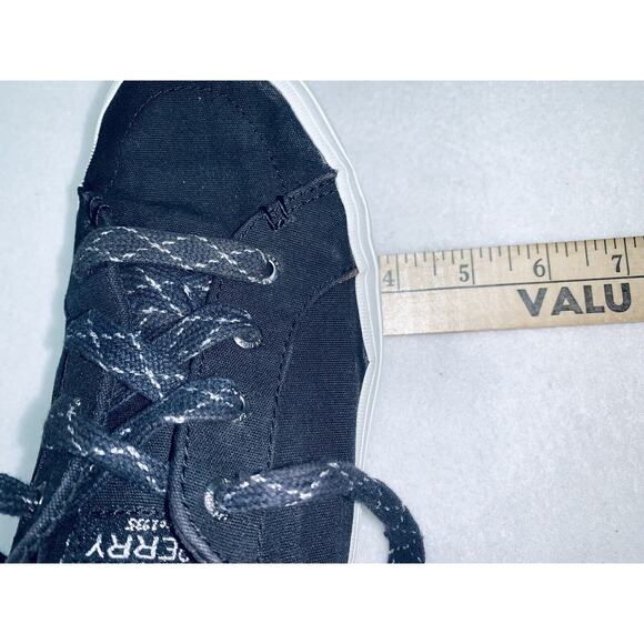 Womens 9 Sperry Canvas Sneakers  Shoes Black Memory Foam Insoles Top Sider Bling - Picture 13 of 13